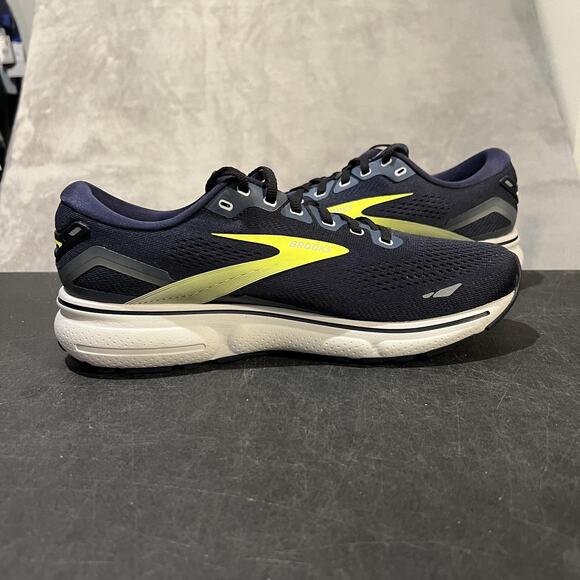 Brooks Ghost 15 Running Shoes Mens Size 9.5 Navy Blue Yellow 110393 1D 429 - Picture 6 of 10